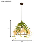 Retro Metal Pendant Light - Cherry Blossom Restaurant Design White Led 1 Head 10’/15’/18’ Width