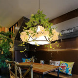 Retro Metal Pendant Light - Cherry Blossom Restaurant Design White Led 1 Head 10’/15’/18’