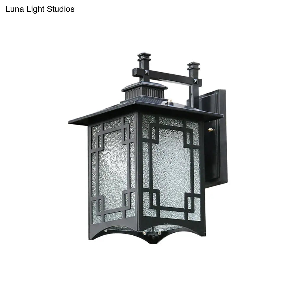 Retro Metal Solar Wall Lamp - Black Rectangular Led Outdoor Light Sconce