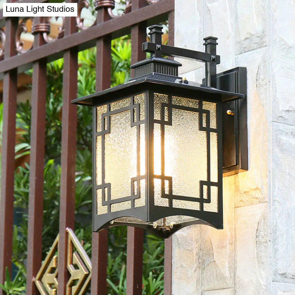 Retro Metal Solar Wall Lamp - Black Rectangular Led Outdoor Light Sconce