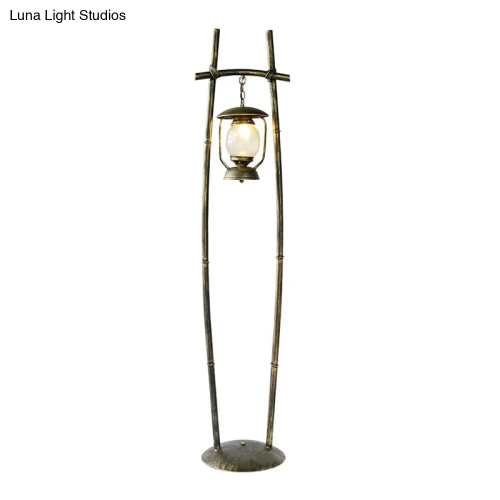 Retro Metallic Bronze Floor Lamp With Oil Light Accent - 1-Bulb Reading