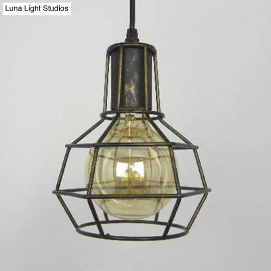 Retro Metallic Hanging Lamp - Globe Coffee Shop Loft Pendant Light Fixture