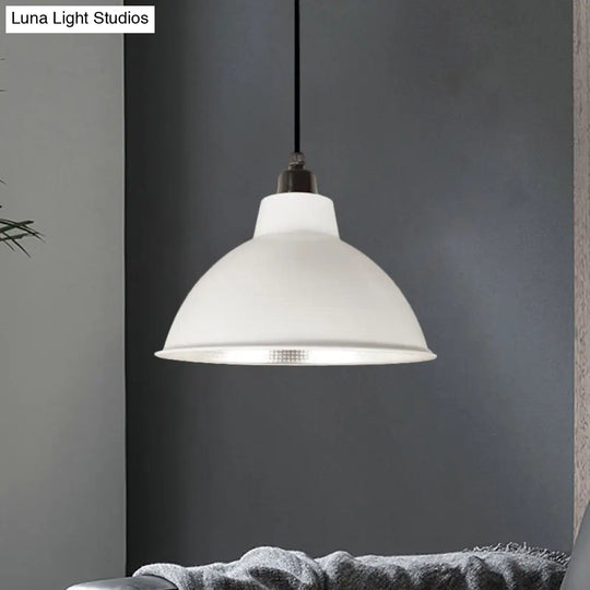 Retro Stylish Metallic Hanging Lamp - Bowl Coffee Shop Ceiling Fixture 1 Bulb Black/White 12/14/16