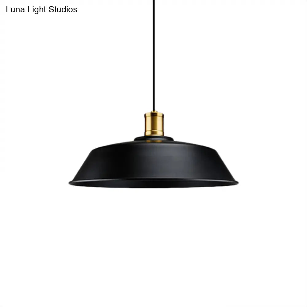 Retro Metallic Pendant Light - Barn Living Room Ceiling Lamp Black Finish 1 10’/14’/18’ Width