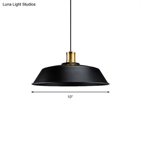 Retro Metallic Pendant Light - Barn Living Room Ceiling Lamp Black Finish 1 10’/14’/18’ Width
