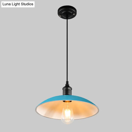 Metallic Retro-Style Pendant Light For Restaurants - Single Head Pot Cover Suspension Ceiling