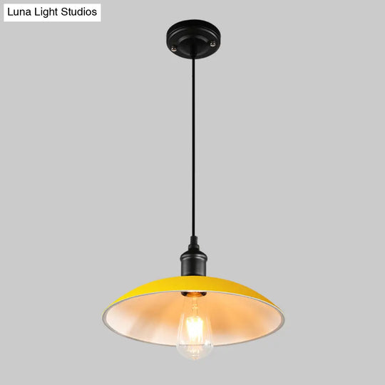 Metallic Retro-Style Pendant Light For Restaurants - Single Head Pot Cover Suspension Ceiling