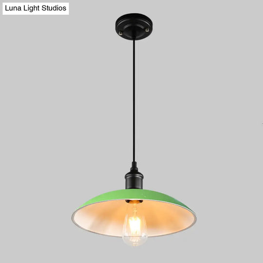 Metallic Retro-Style Pendant Light For Restaurants - Single Head Pot Cover Suspension Ceiling