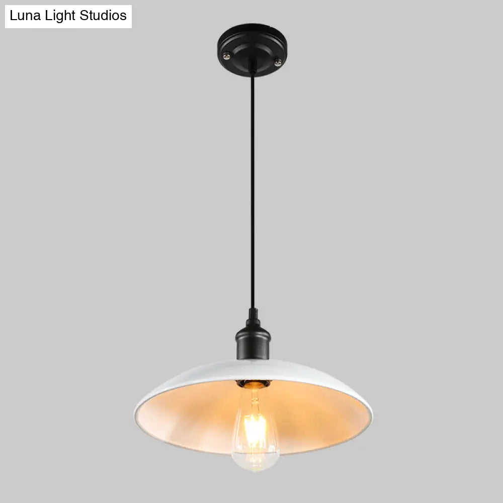 Metallic Retro-Style Pendant Light For Restaurants - Single Head Pot Cover Suspension Ceiling