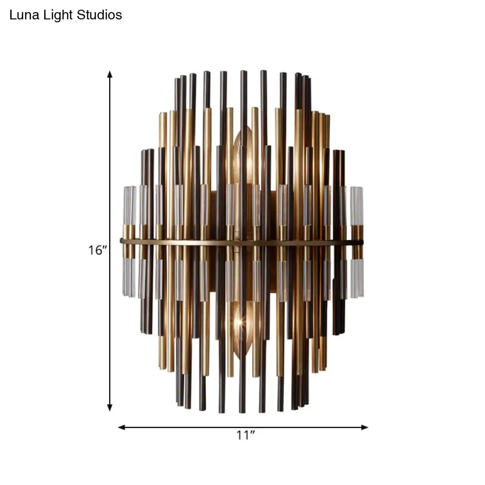 Retro Metallic Tubular Wall Mounted Lamp - Chrome/Black 1-Light Sconce Lighting