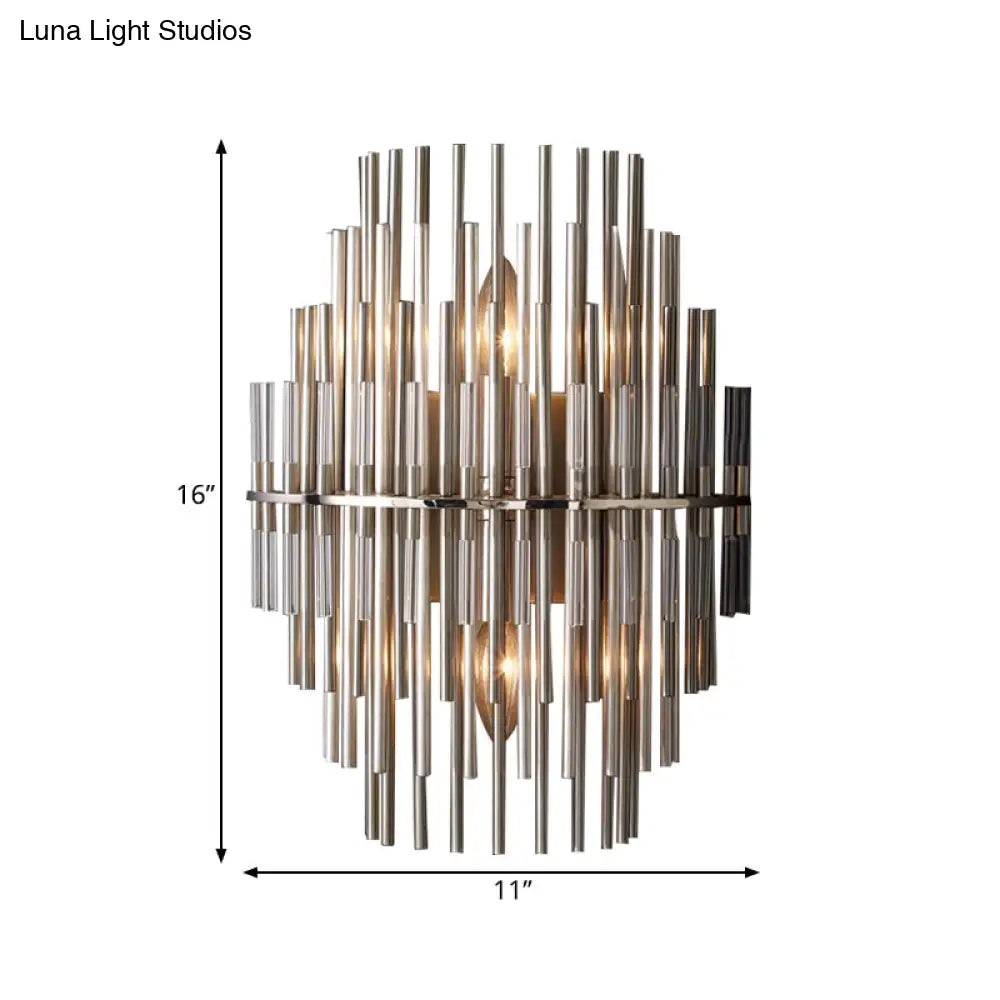 Retro Metallic Tubular Wall Mounted Lamp - Chrome/Black 1-Light Sconce Lighting