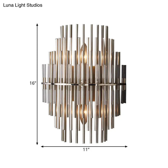 Retro Metallic Tubular Wall Mounted Lamp - Chrome/Black 1-Light Sconce Lighting