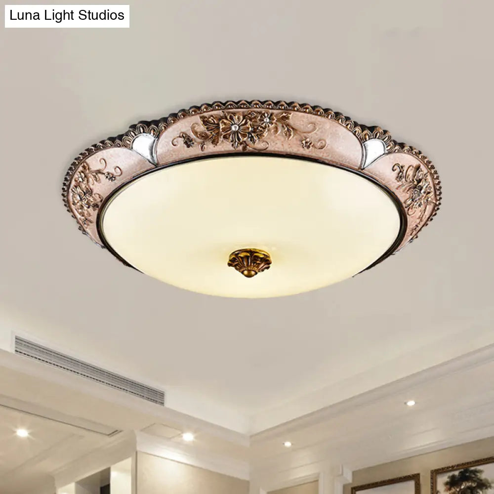 Retro Opal Glass Petals Flush Mounted Lamp - Brass Led Ceiling Lighting 14/19.5 Width