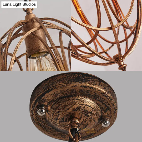 Retro Oval Pendant Light - 1 Head Metallic Ceiling Lamp In Black/White For Living Room