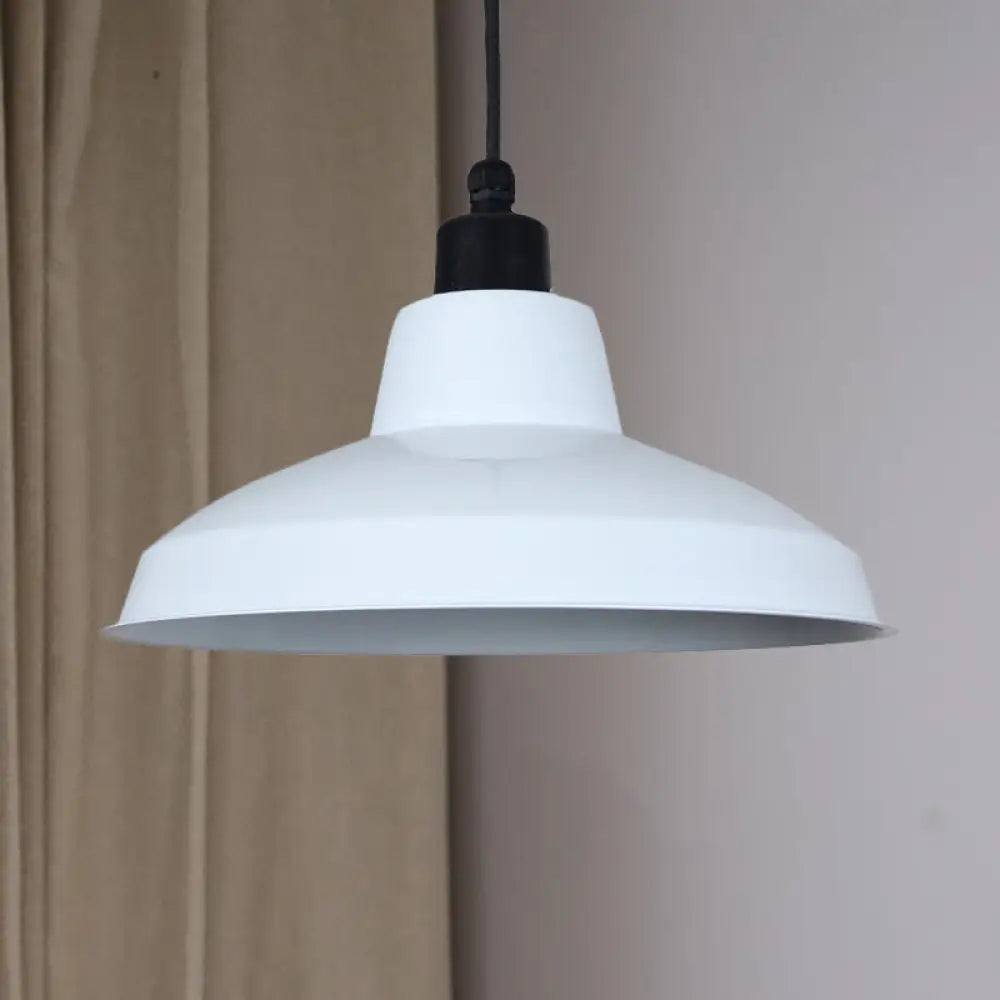 Retro Polished Black/White Bowl Pendant Light – Stylish 1-Head Indoor Ceiling Fixture White