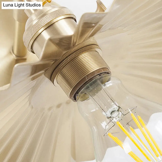 Retro Radial Wave Wall Sconce - Brass Finish Bedside Lamp