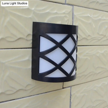 Retro Semi-Cylinder Flush Wall Sconce With Rhombus/Rectangle/Trellis Cage - Black