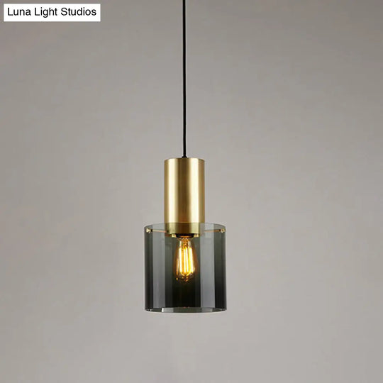 Smoke Grey Glass Pendant Light With Retro Charm For Kitchen Countertop