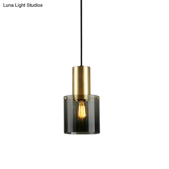 Smoke Grey Glass Pendant Light With Retro Charm For Kitchen Countertop