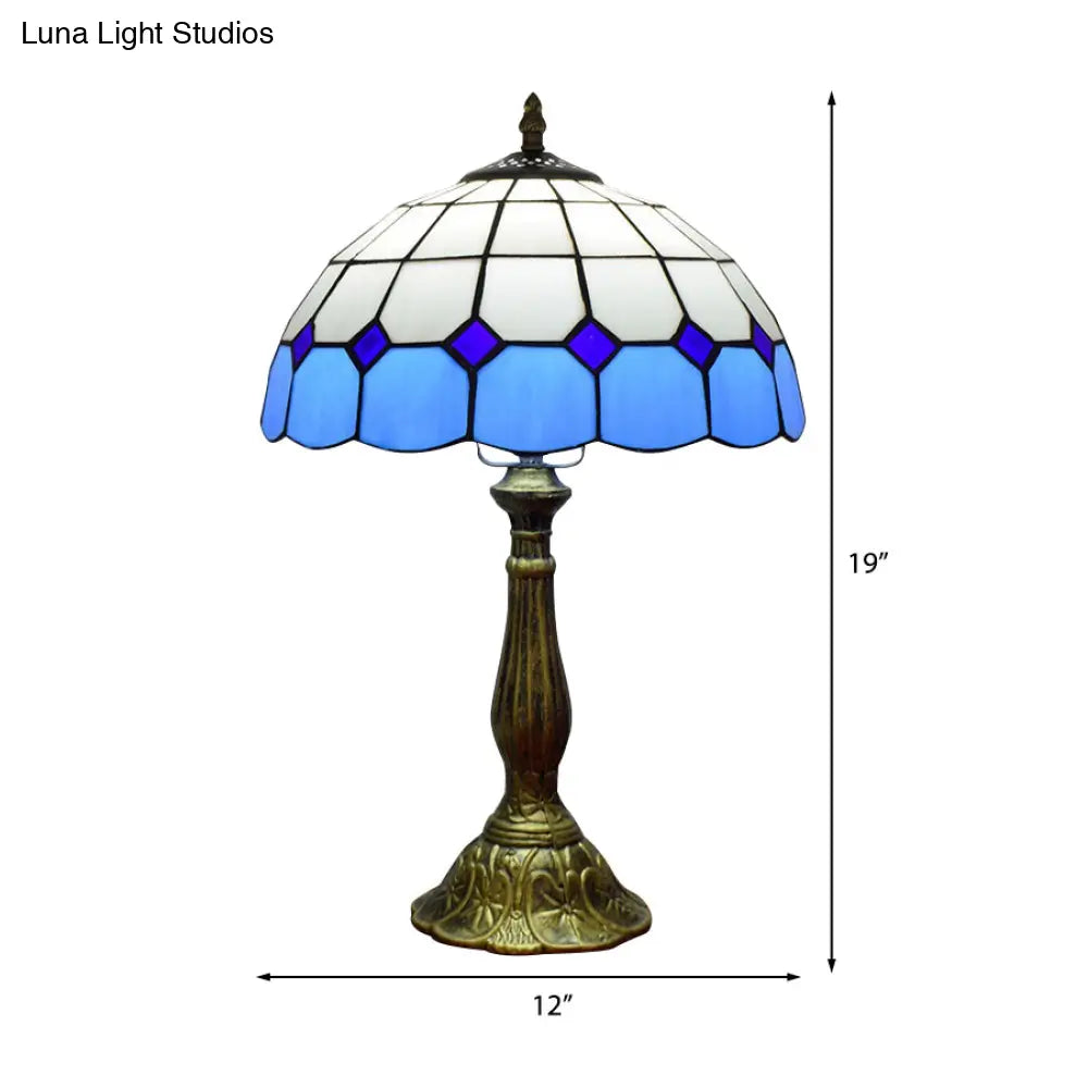 Retro Stained Glass Accent Table Lamp - Elegant 1-Light Décor For Bedside