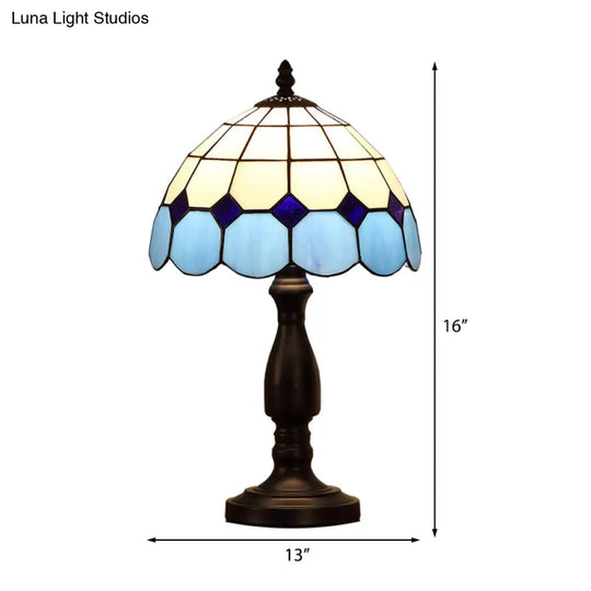 Retro Stained Glass Accent Table Lamp - Elegant 1-Light Décor For Bedside