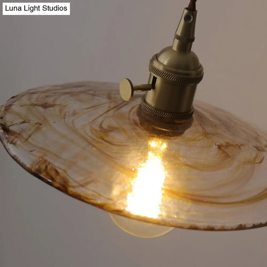 Amber Glass Retro Style Flared Pendant Ceiling Light - Restaurant Lighting