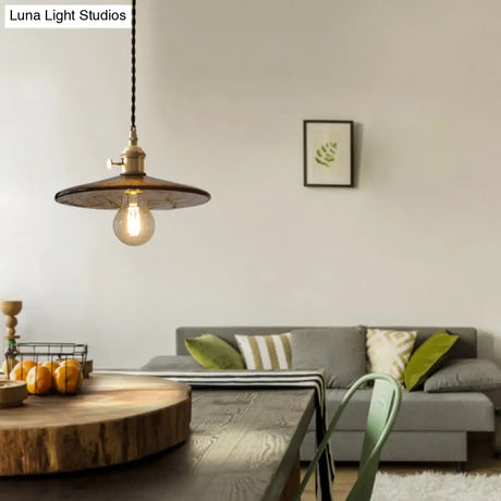 Retro Style Amber Glass Flared Pendant Ceiling Light For Restaurants (1 Head)