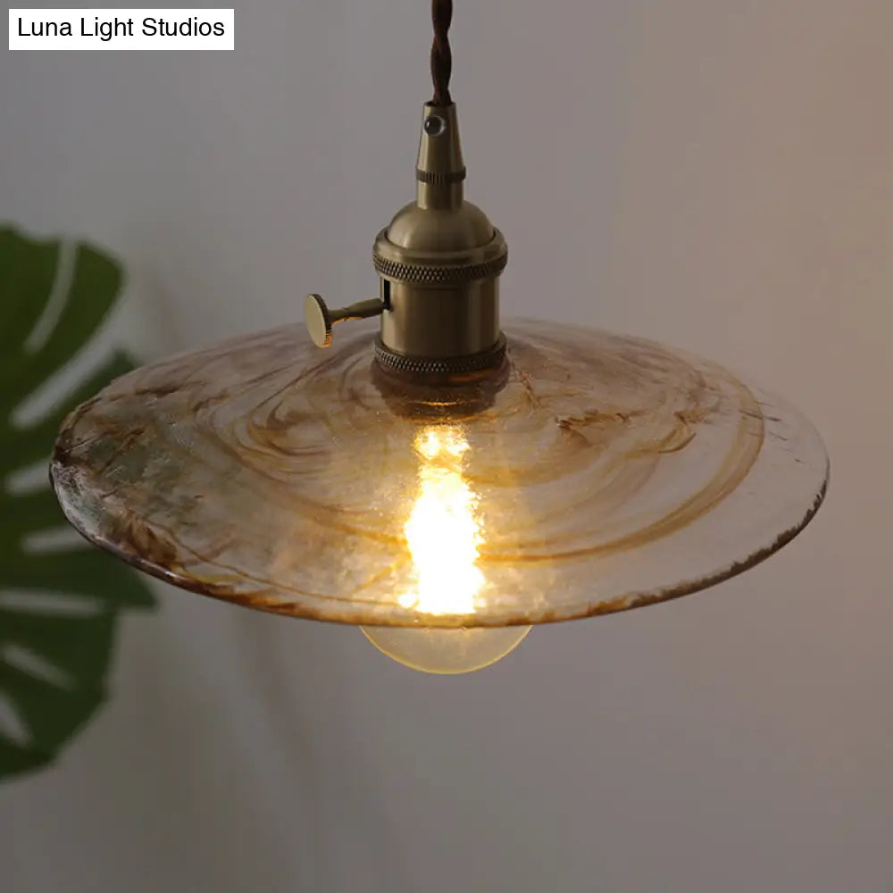 Amber Glass Retro Style Flared Pendant Ceiling Light - Restaurant Lighting