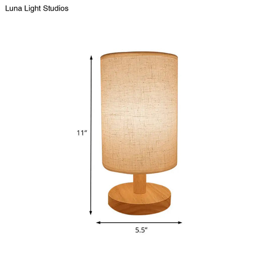 Retro-Style Bedroom Table Lamp: 1-Head White Light With Cylindrical Fabric Shade