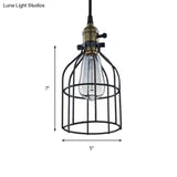 Retro Style Birdcage Pendant Lamp With Black Shade - Perfect For Coffee Shop