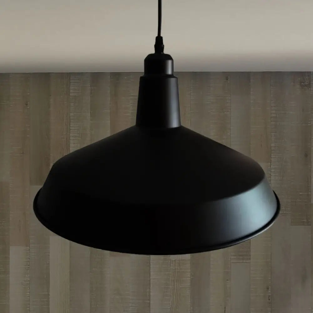 Retro Style Black Barn Pendant Light With Adjustable Cord - Metal Finish 1-Light Hanging Fixture