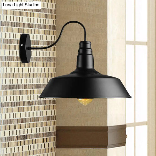 Retro Style Black Barn Sconce Light - Head Wall Lamp With Plug-In Cord For Dining Room