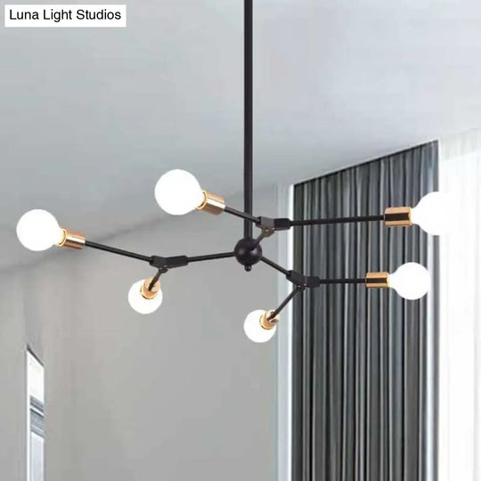 Retro Style Black Branch Suspension Light With Metallic Finish – Bedroom Chandelier Lamp (6/8