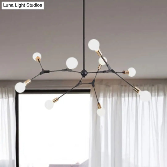 Retro Style Black Branch Suspension Light With Metallic Finish – Bedroom Chandelier Lamp (6/8