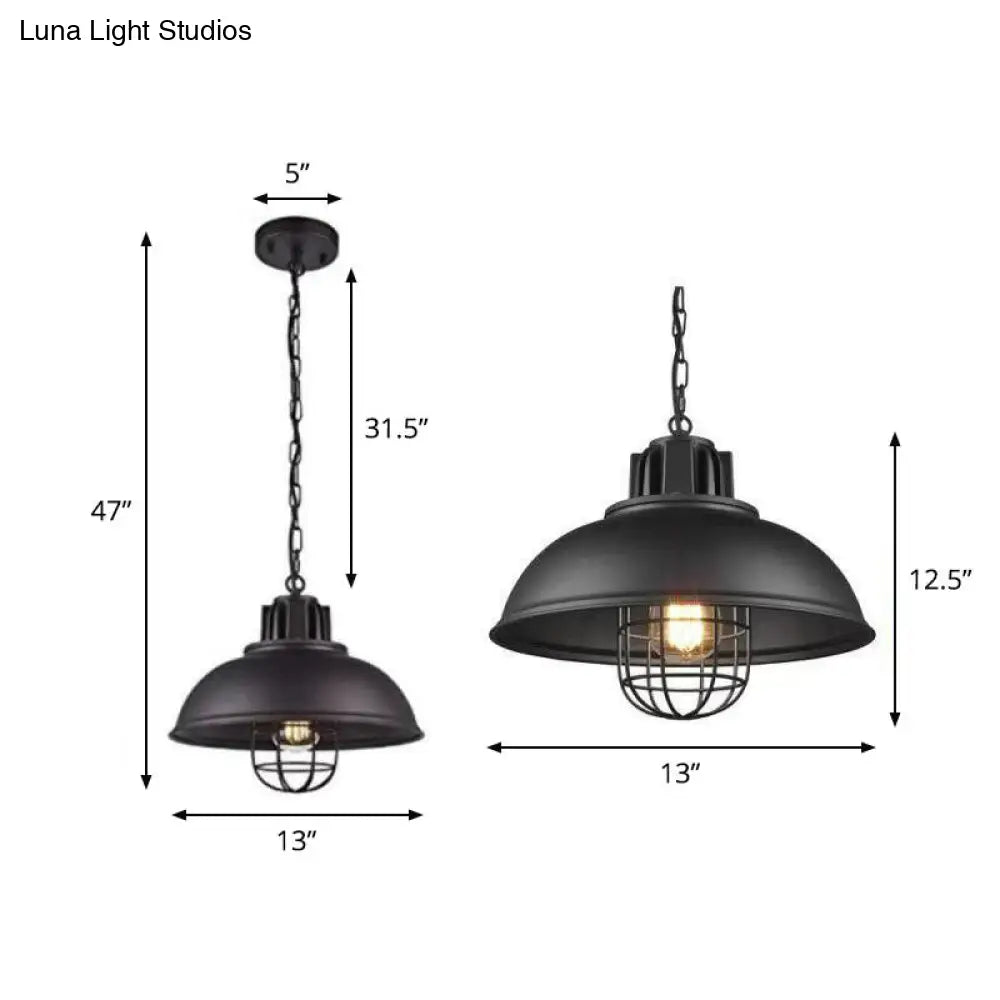 Retro Style Metal Pendant Ceiling Light In Black With Head Suspension And Pot Cover- 1