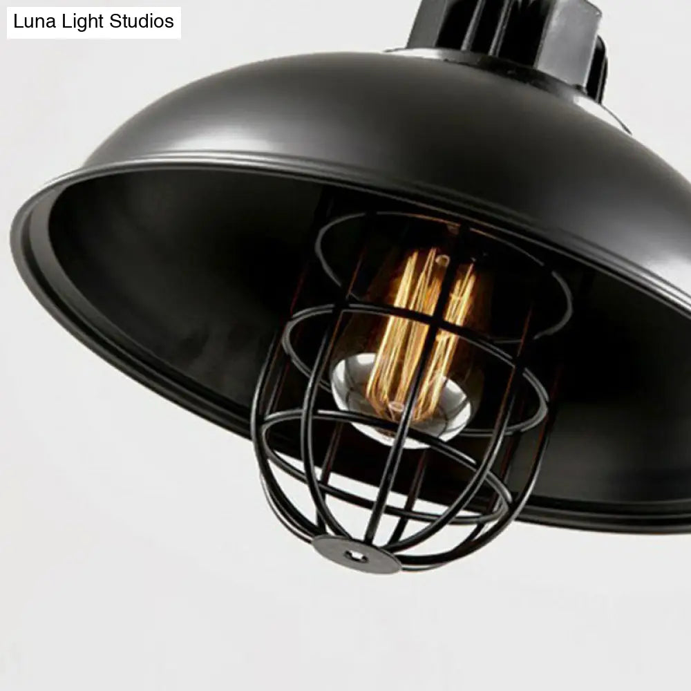 Retro Style Metal Pendant Ceiling Light In Black With Head Suspension And Pot Cover- 1