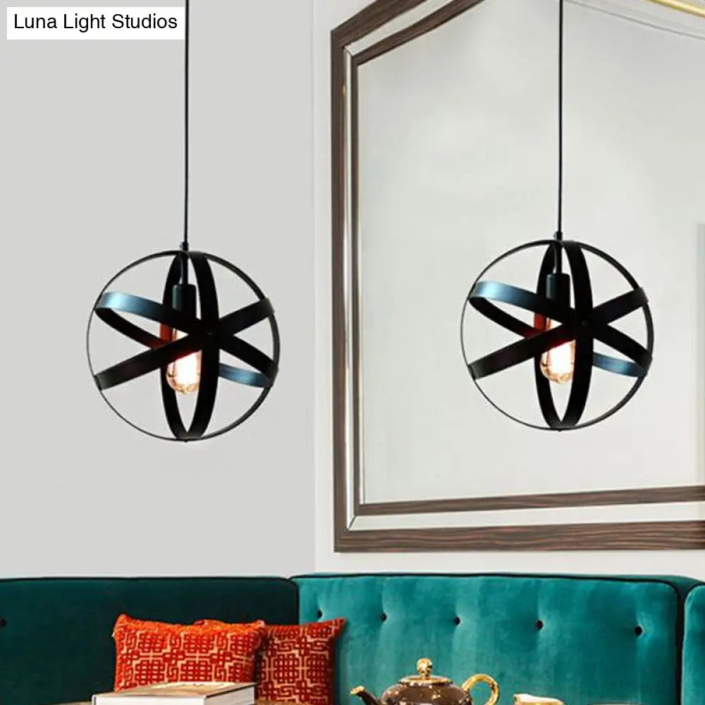 Retro Style Black Orb Ceiling Light: 8/12/16 Iron 1 Head Lamp For Living Room