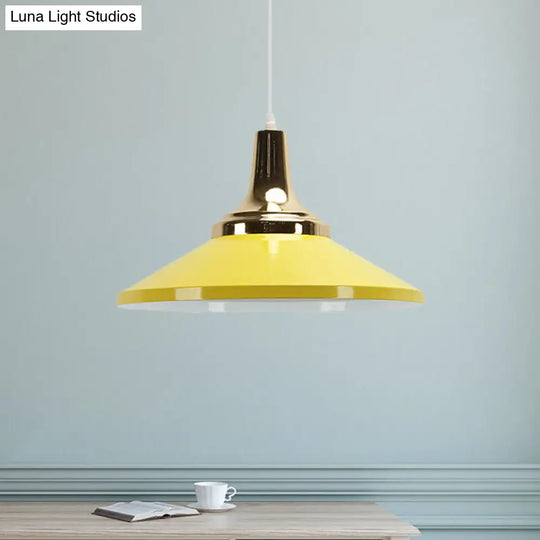 Retro Style 1-Head Pendant Light Fixture: Blue/Green Metallic Cone Shade Hanging Lamp For Bedside