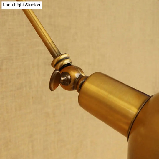 Retro Style Bowl Shade Iron Wall Lamp With Adjustable Brass Lighting - Perfect For Study Room