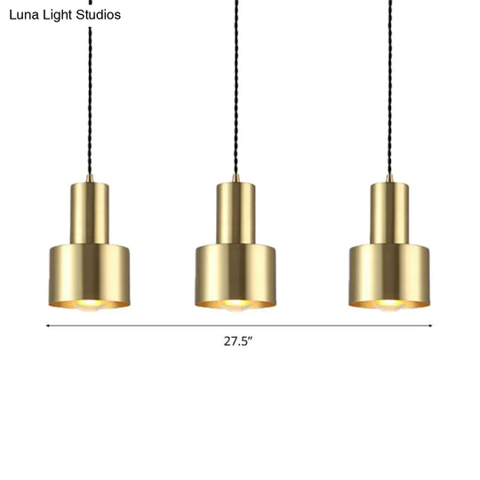 Retro Brass Drum Pendant Light - Metal 1-Light Ceiling Lamp For Living Room