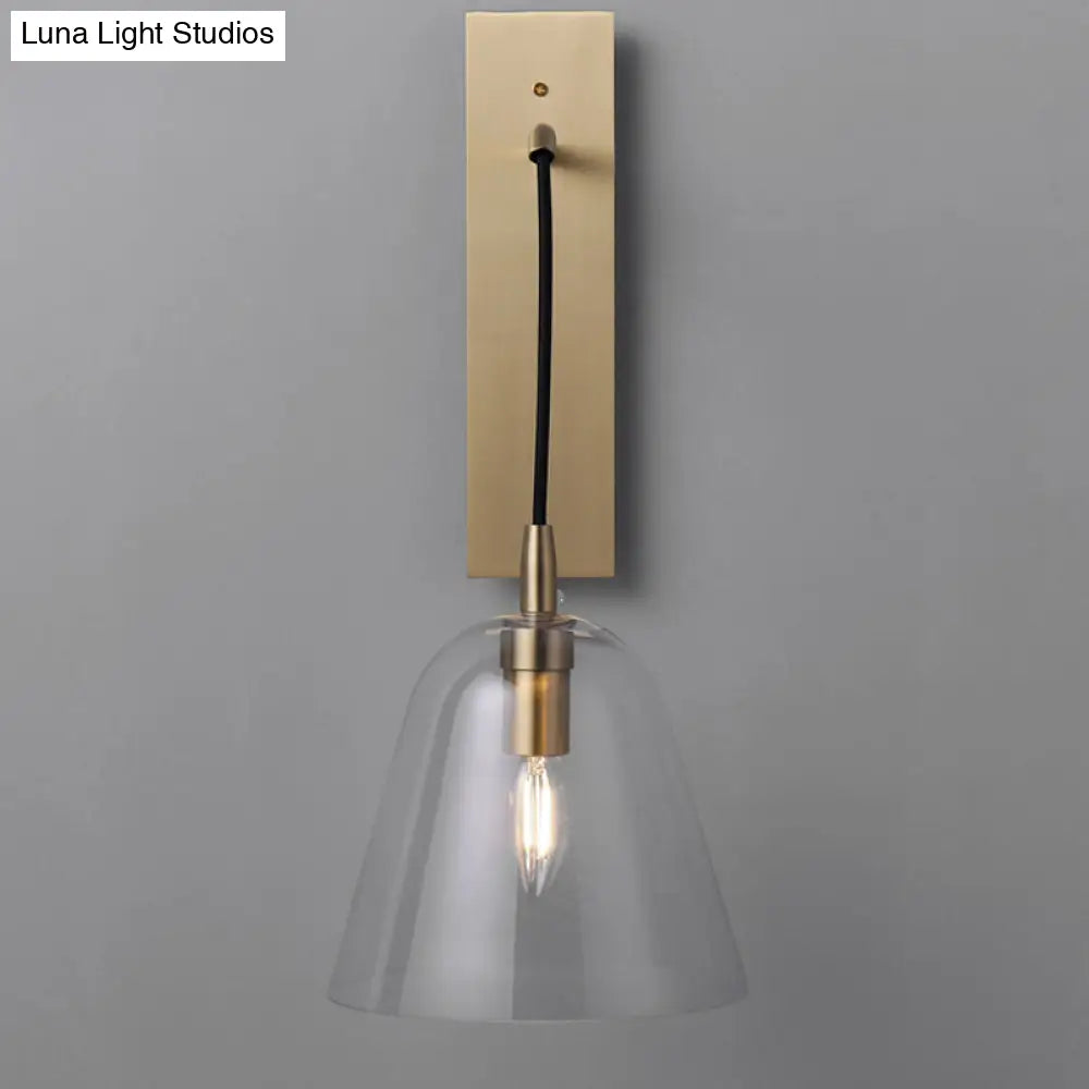 Retro Style Brass Wall Sconce With Clear Glass Shade