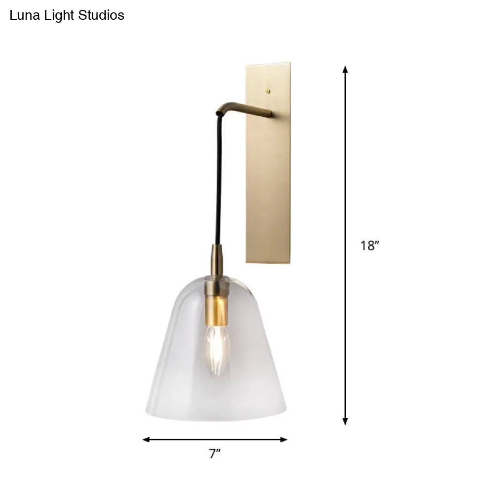 Retro Style Brass Wall Sconce With Clear Glass Shade