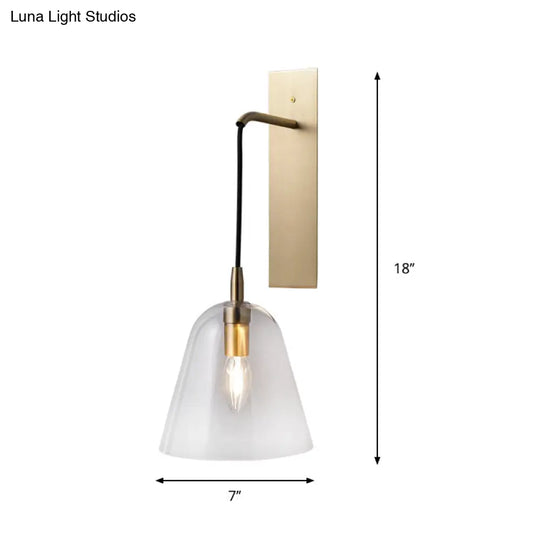 Retro Style Brass Wall Sconce With Clear Glass Shade