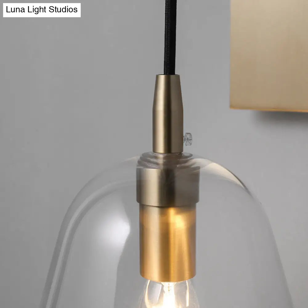 Retro Style Brass Wall Sconce With Clear Glass Shade