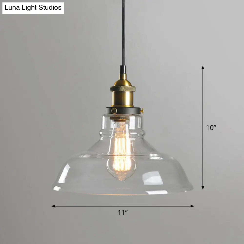 Retro Style Clear Glass Pendant Light With Hanging Pot Lid Design