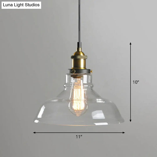 Retro Style Clear Glass Pendant Light With Hanging Pot Lid Design