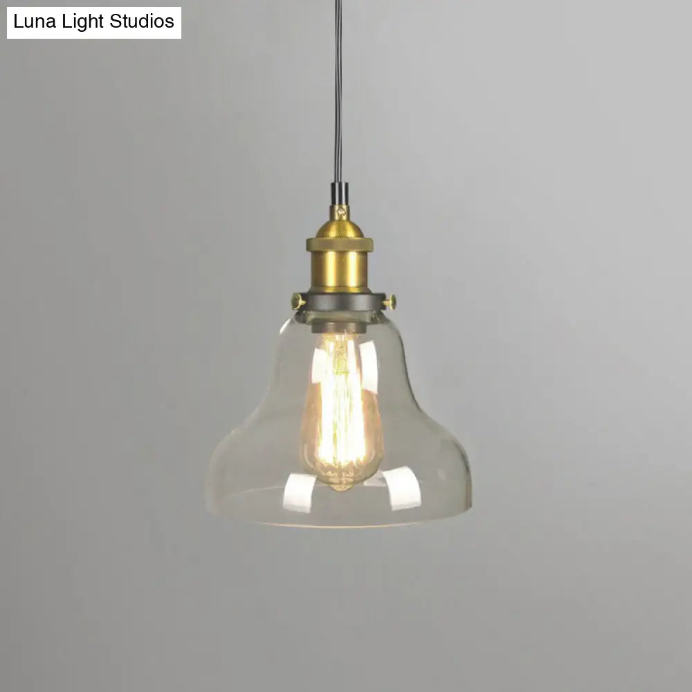 Retro Style Clear Glass Pendant Light With Hanging Pot Lid Design / B