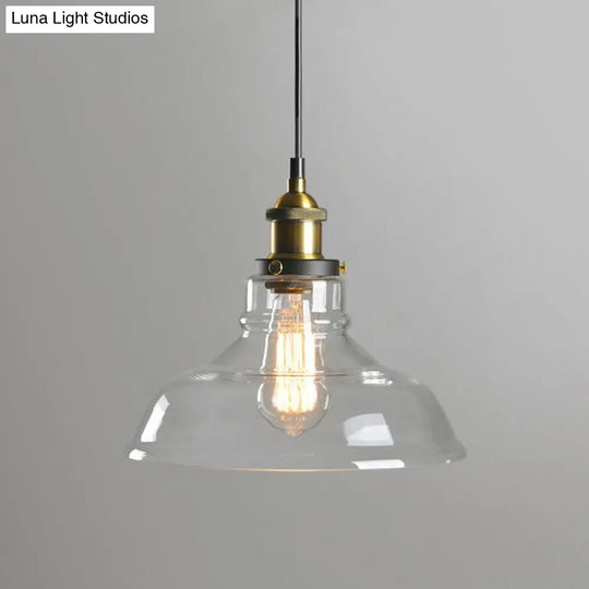 Retro Style Clear Glass Pendant Light With Hanging Pot Lid Design / A