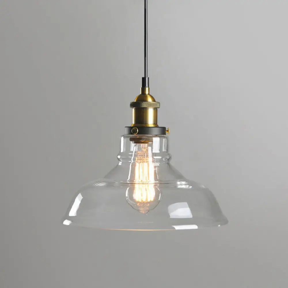 Retro Style Clear Glass Pendant Light Fixture - 1-Light Suspension With Pot Lid Design / A