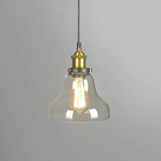 Retro Style Clear Glass Pendant Light Fixture - 1-Light Suspension With Pot Lid Design / B